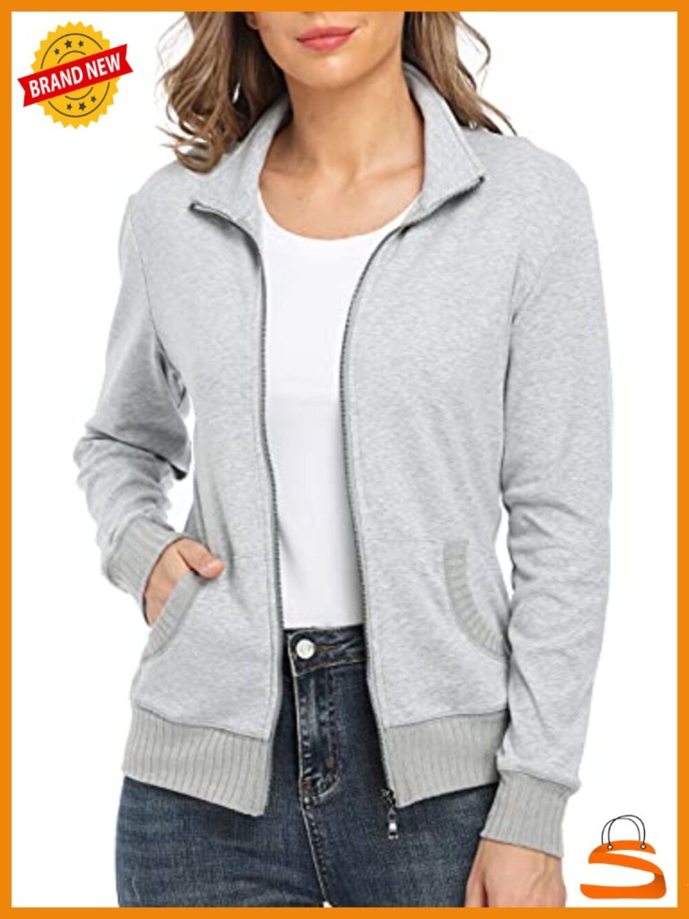 Womens Lightweight Zip Up Jacket Regular Fit Casual Sport Outdoor Jacket